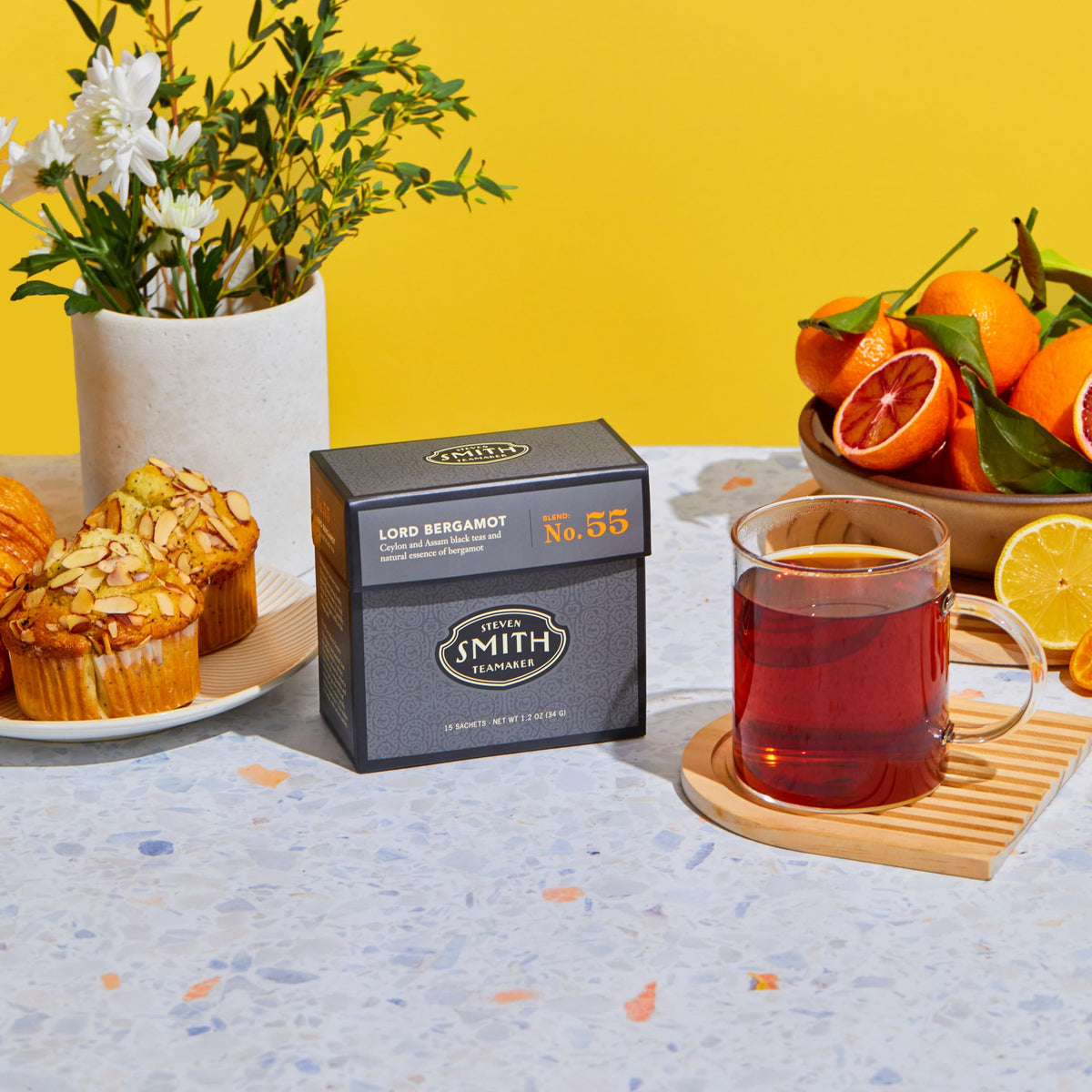 Brewing Lord Bergamot No. 55 yields malt, honey, and citrus aromas