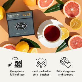 Steven Smith Teamaker Lord Bergamot No. 55 steeping setup suggests ritual-friendly brew.
