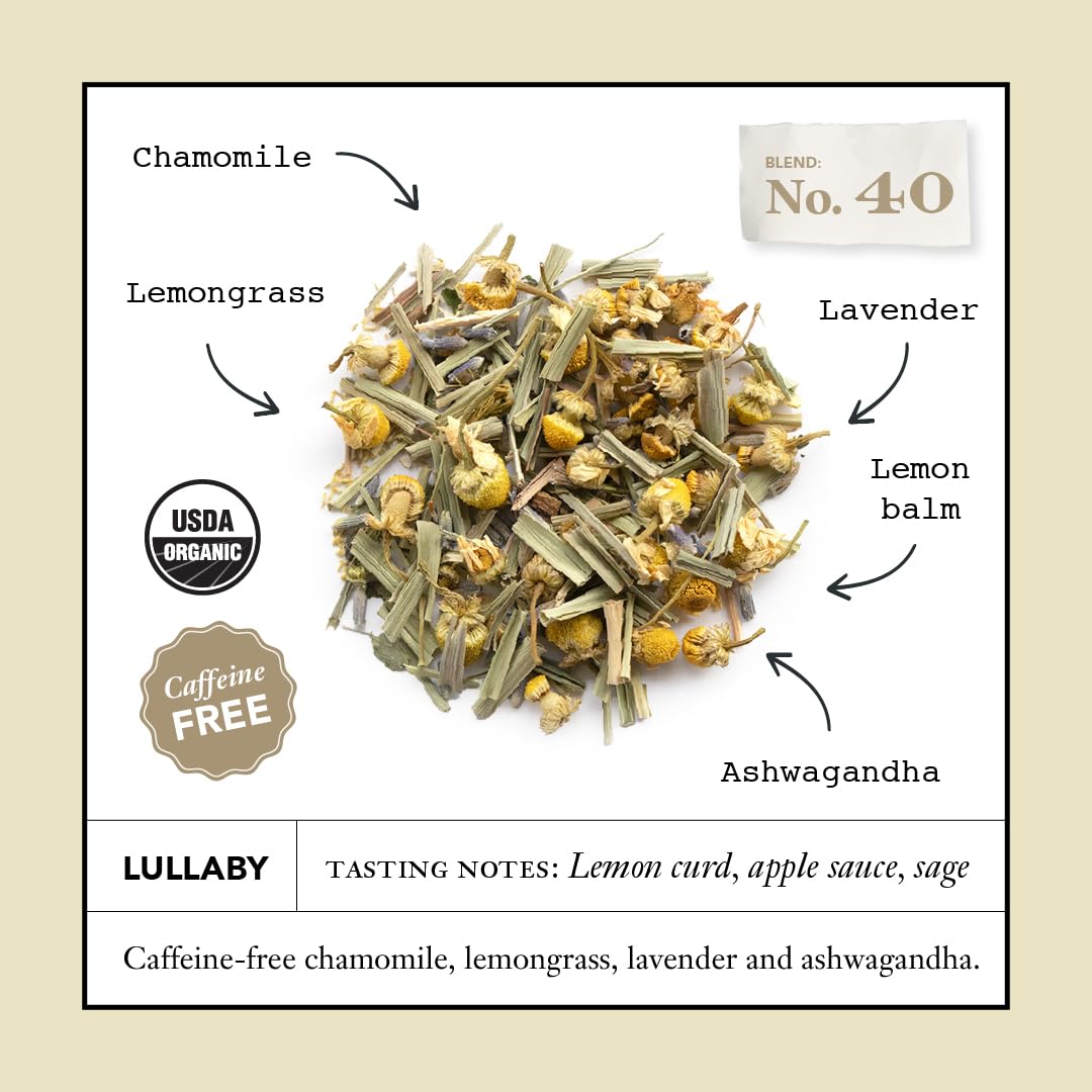 Steven Smith Teamaker Lullaby No. 40 chamomile-lemongrass flowers highlight soothing notes