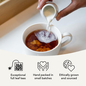 Compostable sachets in Masala Chai No. 33 package support eco-friendly rituals