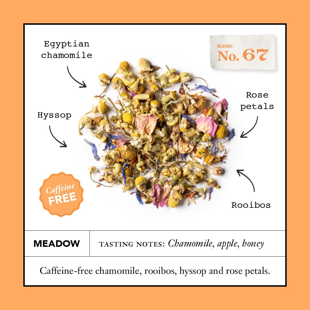 Steven Smith Teamaker Meadow No. 67 cup pour, airy chamomile aroma with rooibos warmth.