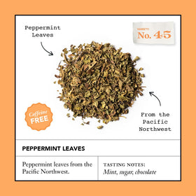 Steven Smith Teamaker peppermint leaves No. 45 tea bags closeup highlighting convenient sachets