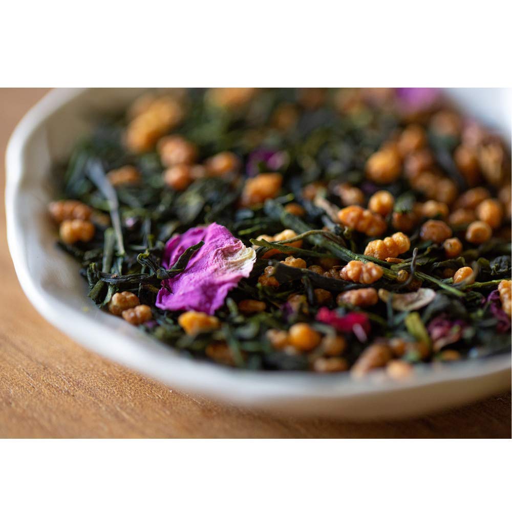 Sachet pack preserves leaf integrity for full Rose City Genmaicha flavor.