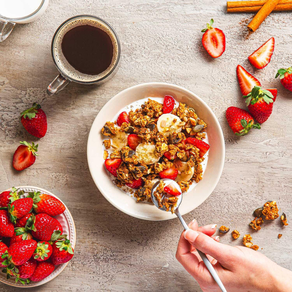 Steve's PaleoGoods almond-coconut-seed granola bowls balanced bites