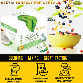 Stevia Intl 100-packets packaging ready for on-the-go sweetening.