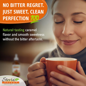 Stevia Select caramel liquid stevia in coffee for a natural caramel lift.