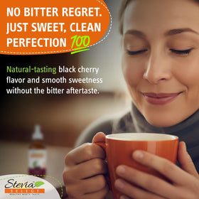 Stevia Select drops added to coffee for a bold cherry flavor