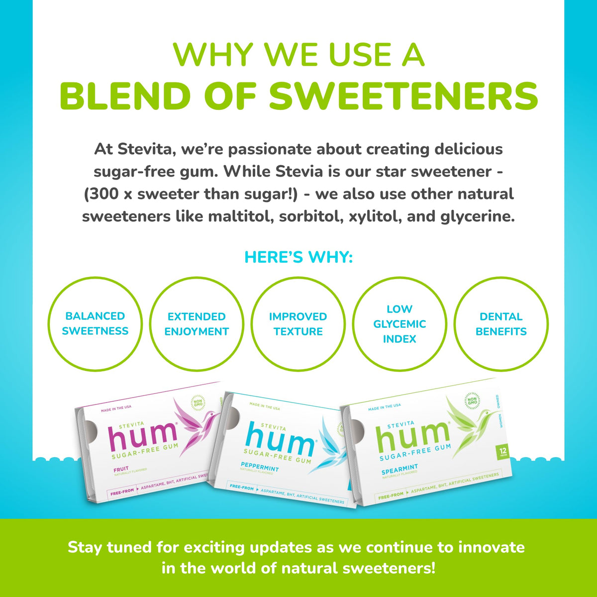 STEVITA Hum cinnamon gum packet close-up bold flavor cue