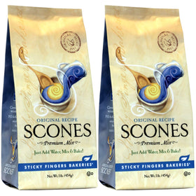 Sticky Fingers English Scone Mix Original box, quick-to-prepare for fresh home-baked scones.