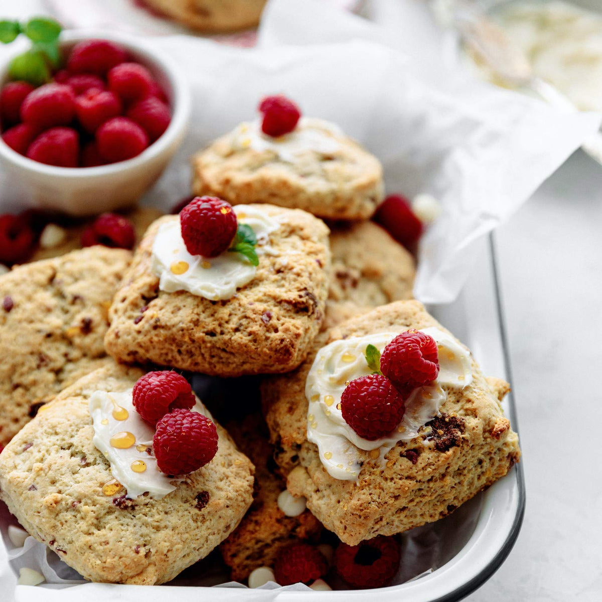 Sticky Fingers scone batter being whisked for quick, easy baking at home