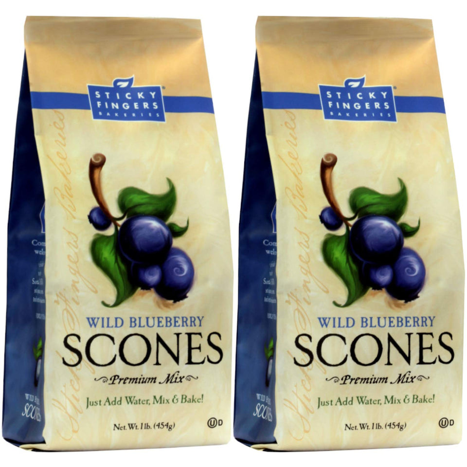 Sticky Fingers Wild Blueberry Scone Mix front of pack for easy home baking