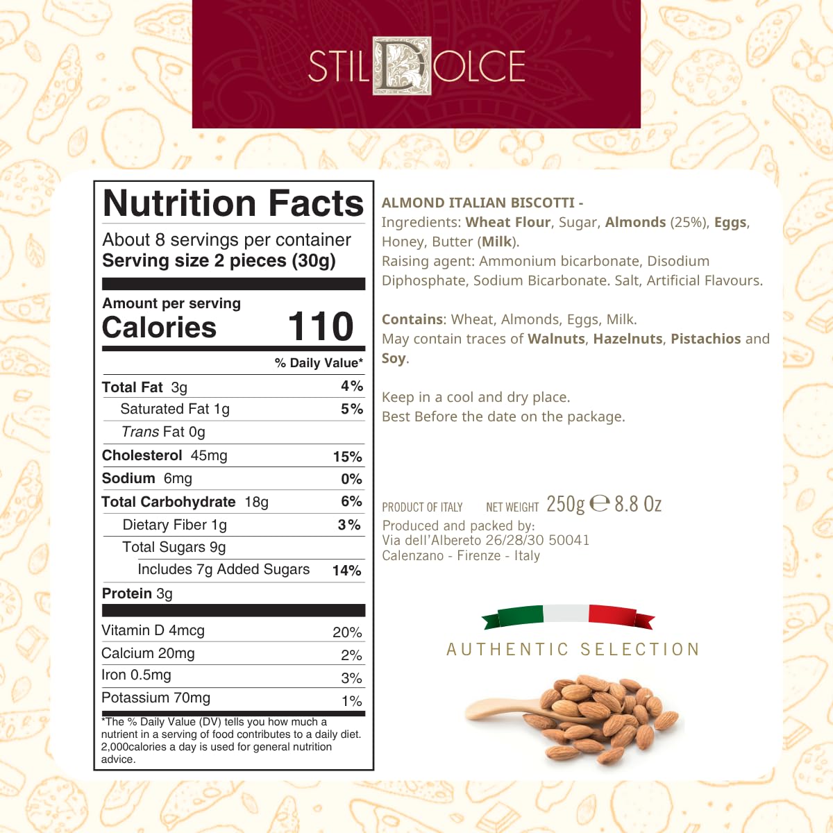 Stildolce biscotti crunch close-up highlights nutty richness.
