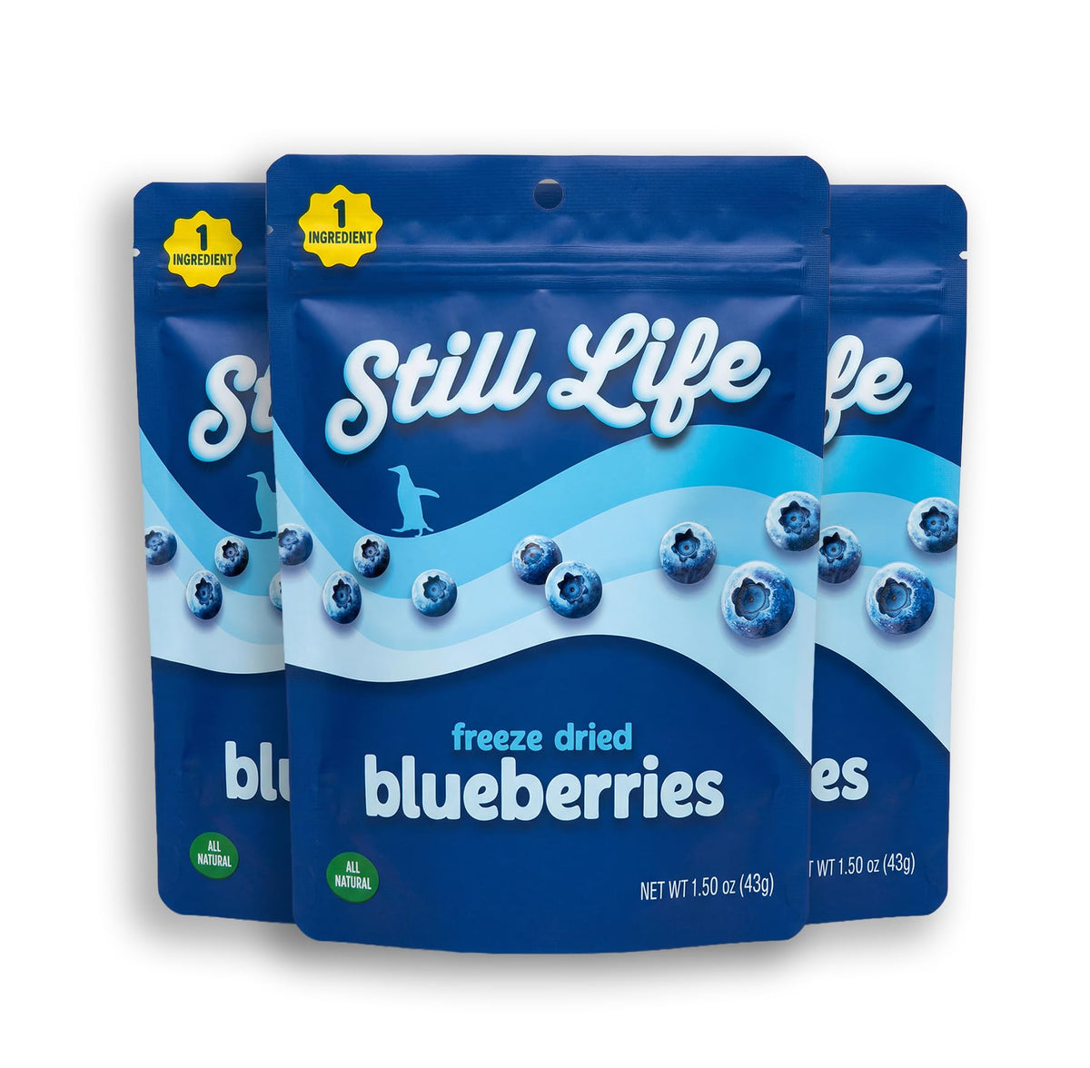 Still Life Organic Freeze-Dried Blueberries 3-pack, a convenient healthy snack.
