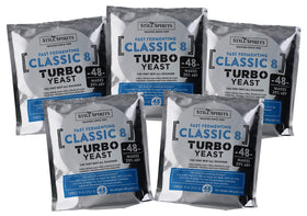 Still Spirits Turbo Classic 8 Yeast pack of five sachets ready for quick fermentation.