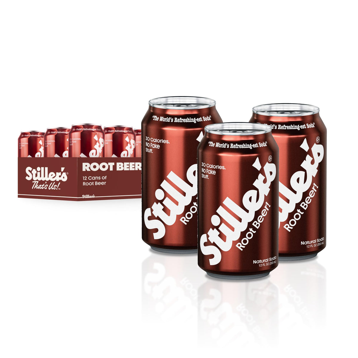 STILLER'S Root Beer can with creamy, low-calorie refreshment.