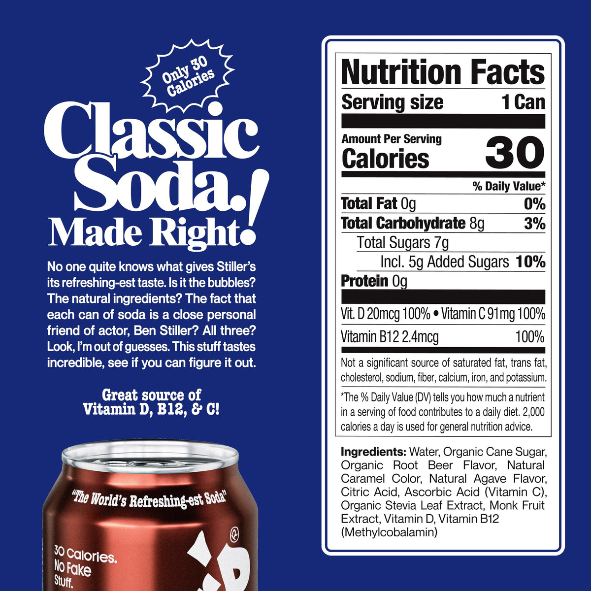 Close-up of STILLER'S Root Beer label emphasizing natural ingredients.