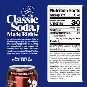Close-up of STILLER'S Root Beer label emphasizing natural ingredients.