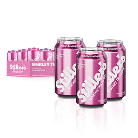 STILLER'S Shirley Temple can close-up shows real cherry flavor for a bright, nostalgic sip.