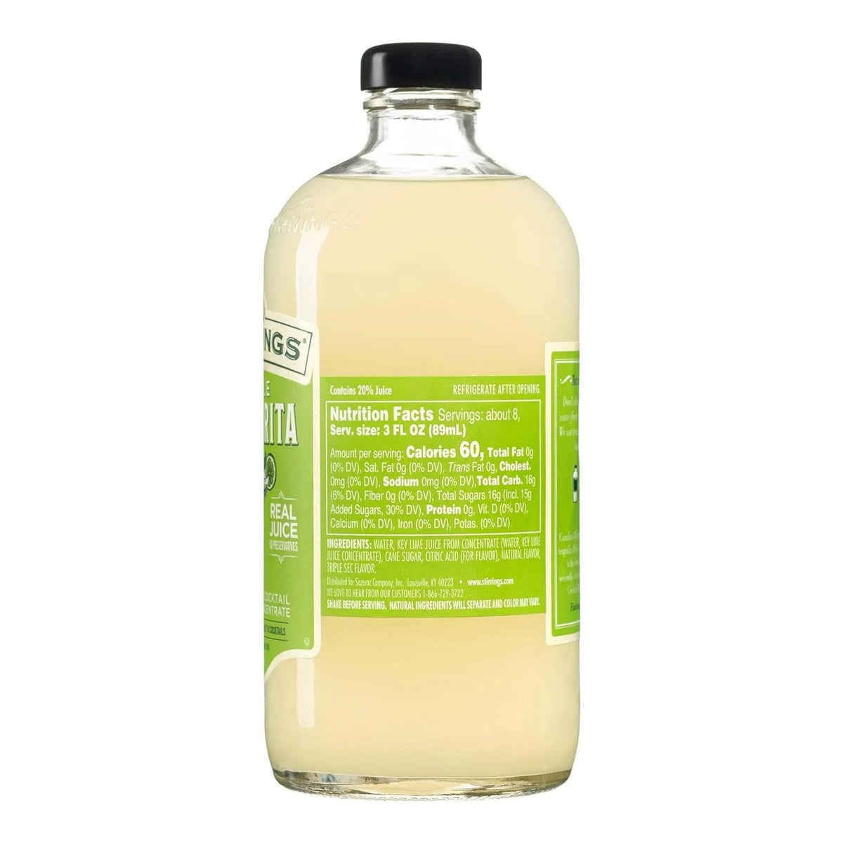 Stirrings Mixer Margarita label shows gluten-free and vegan attributes for clean options.