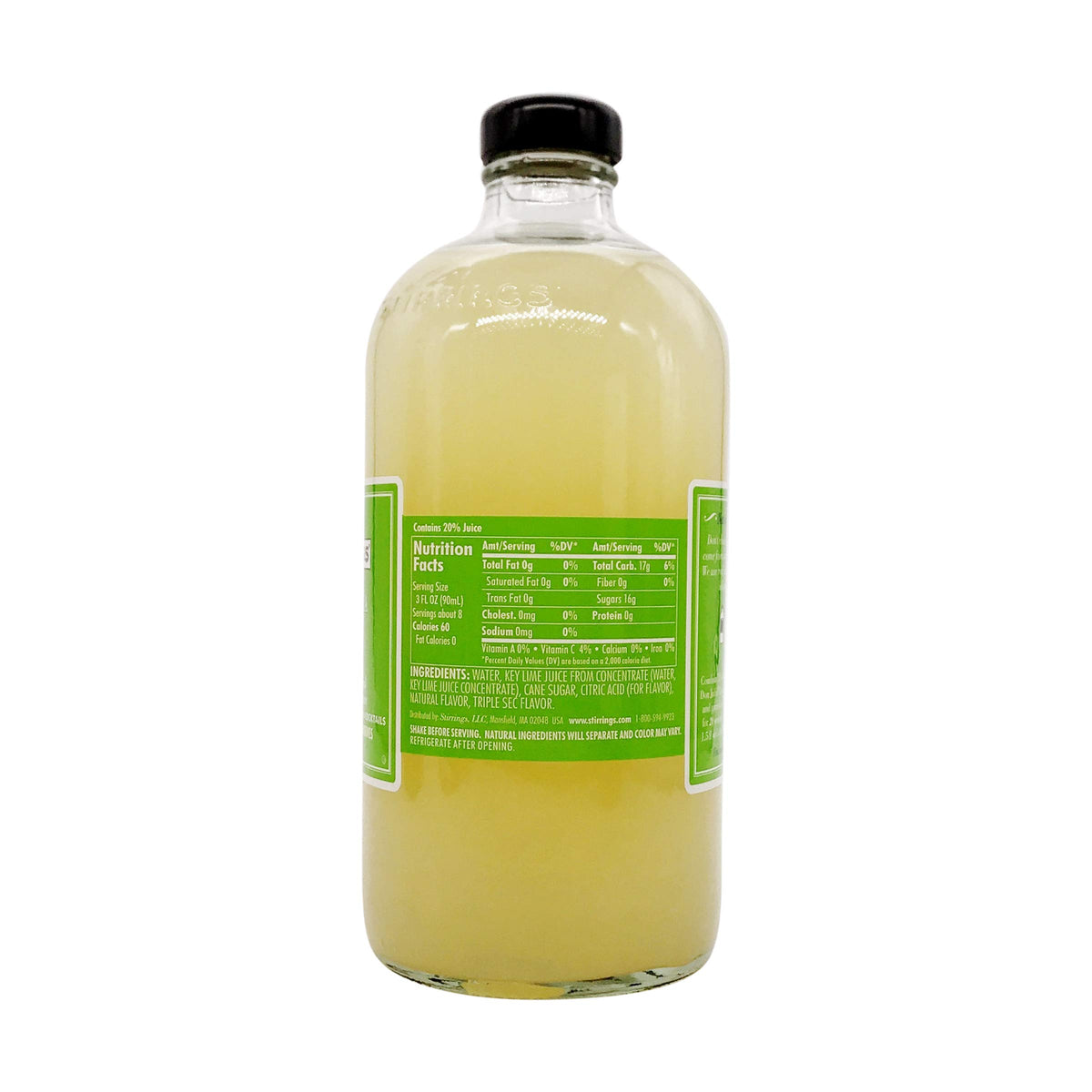 Stirrings Simple Margarita label closeup highlighting natural ingredients