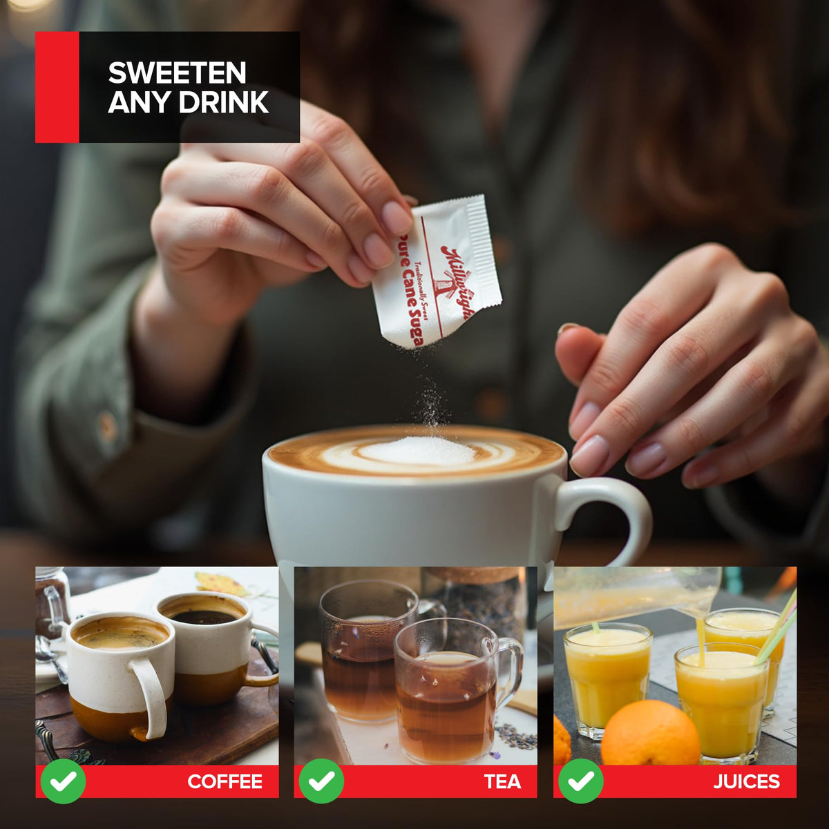 Stock Your Home fast-dissolving sugar packets ideal for tea and coffee