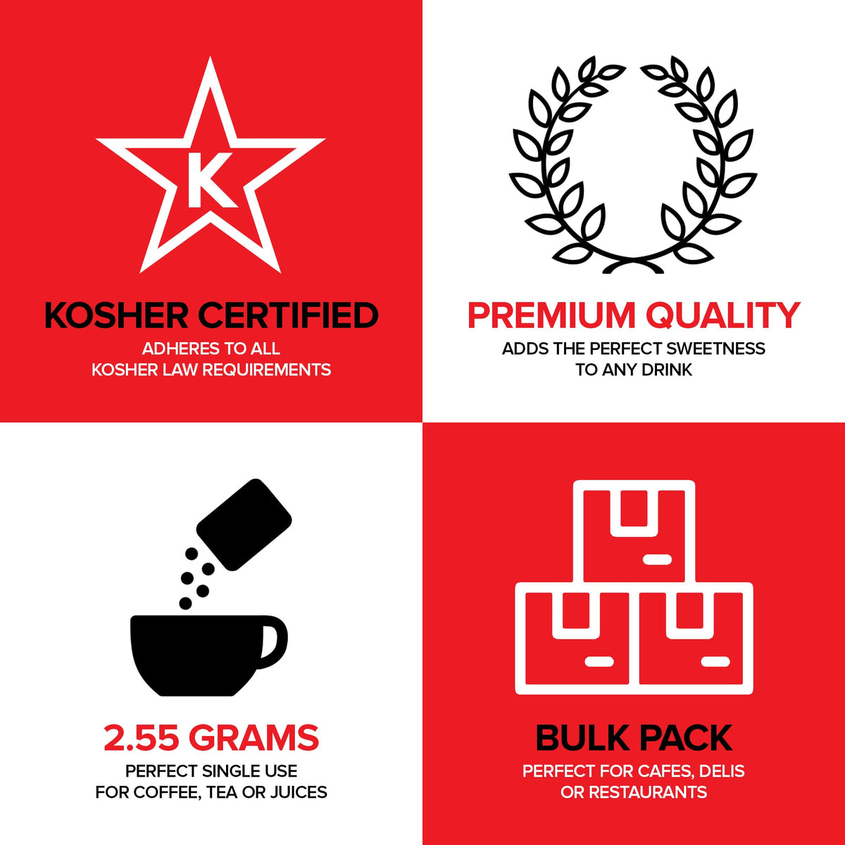 Stock Your Home kosher cane sugar packets in clear packaging for kitchens