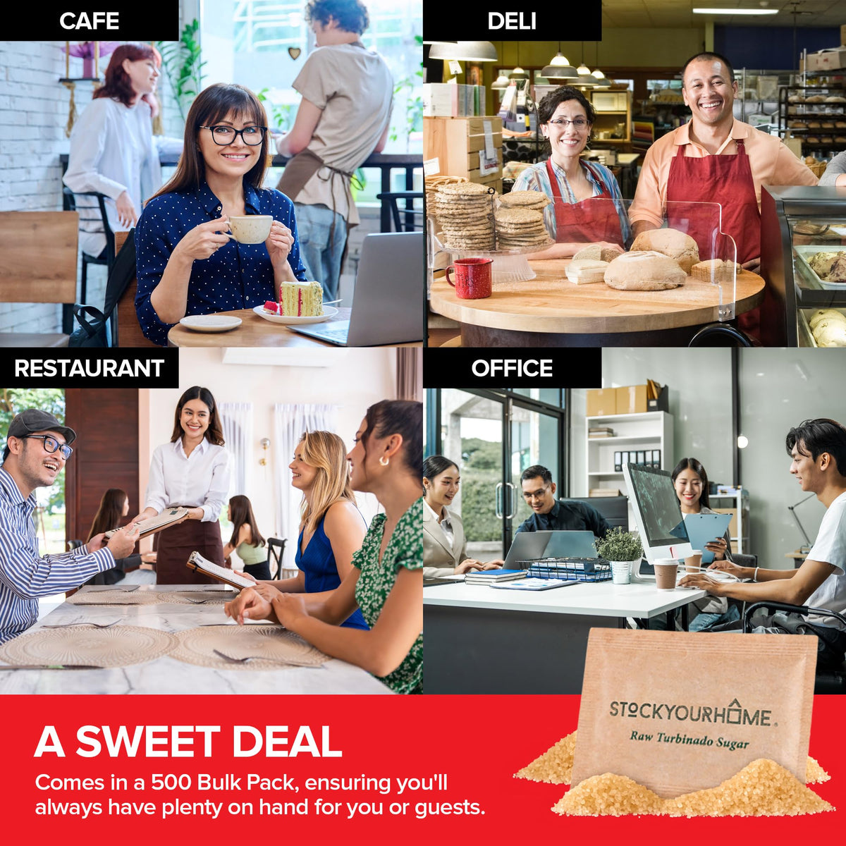Stock Your Home kosher-certified sugar packets for hospitality use.