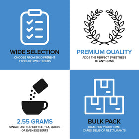 Stock Your Home color-coded packets speed up selecting the right sweetener.