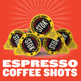 STOK Espresso Shots poured into a mug for hot or iced coffee.