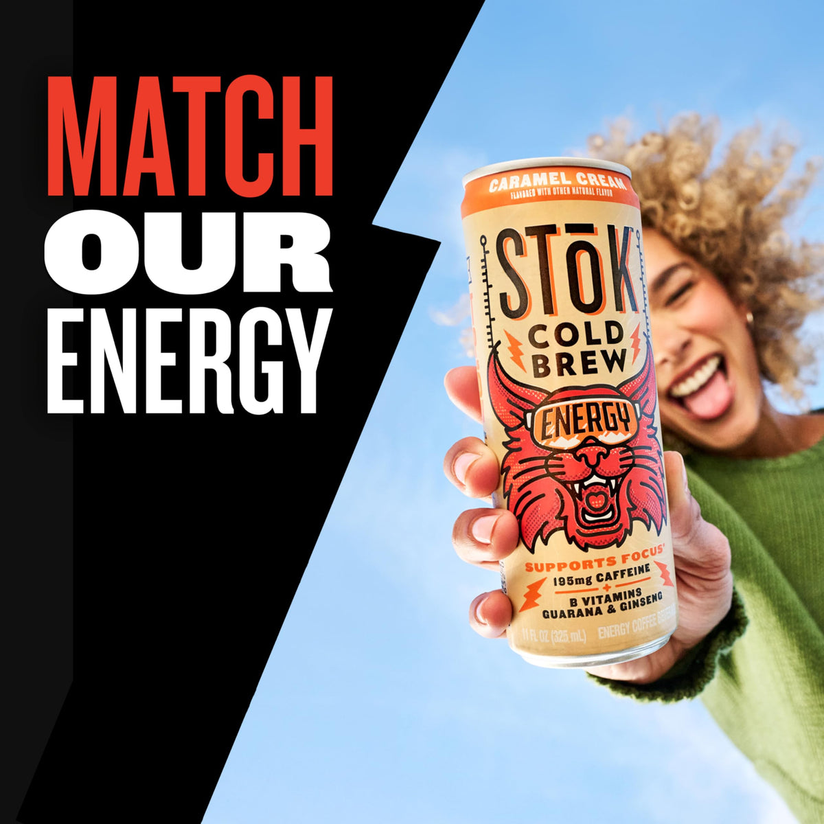STOK Rainforest Alliance label on can signals responsible sourcing.