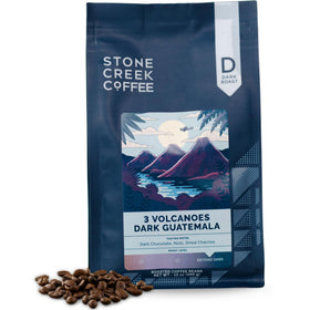 Stone Creek Dark Roast beans close-up showing rich color and aroma potential