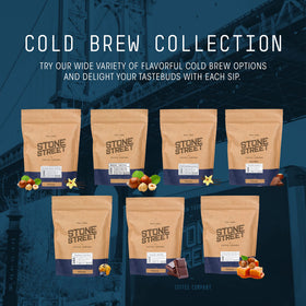 Stone Street aroma-filled cup suggesting rich, smooth finish with vanilla notes.