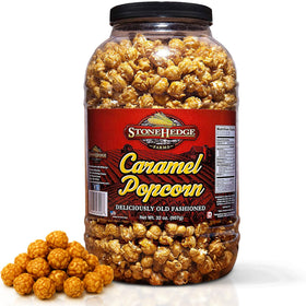 Stonehedge Farms caramel popcorn tub 32oz ready for holiday snacking