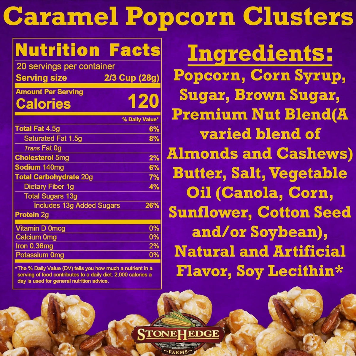 Holiday gift-ready Stonehedge Farms popcorn clusters arranged for festive gifting.