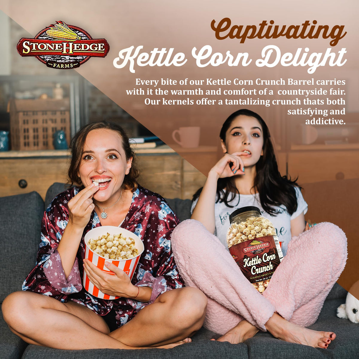 Stonehedge Farms Kettle Corn gift box setup for holiday gifting.