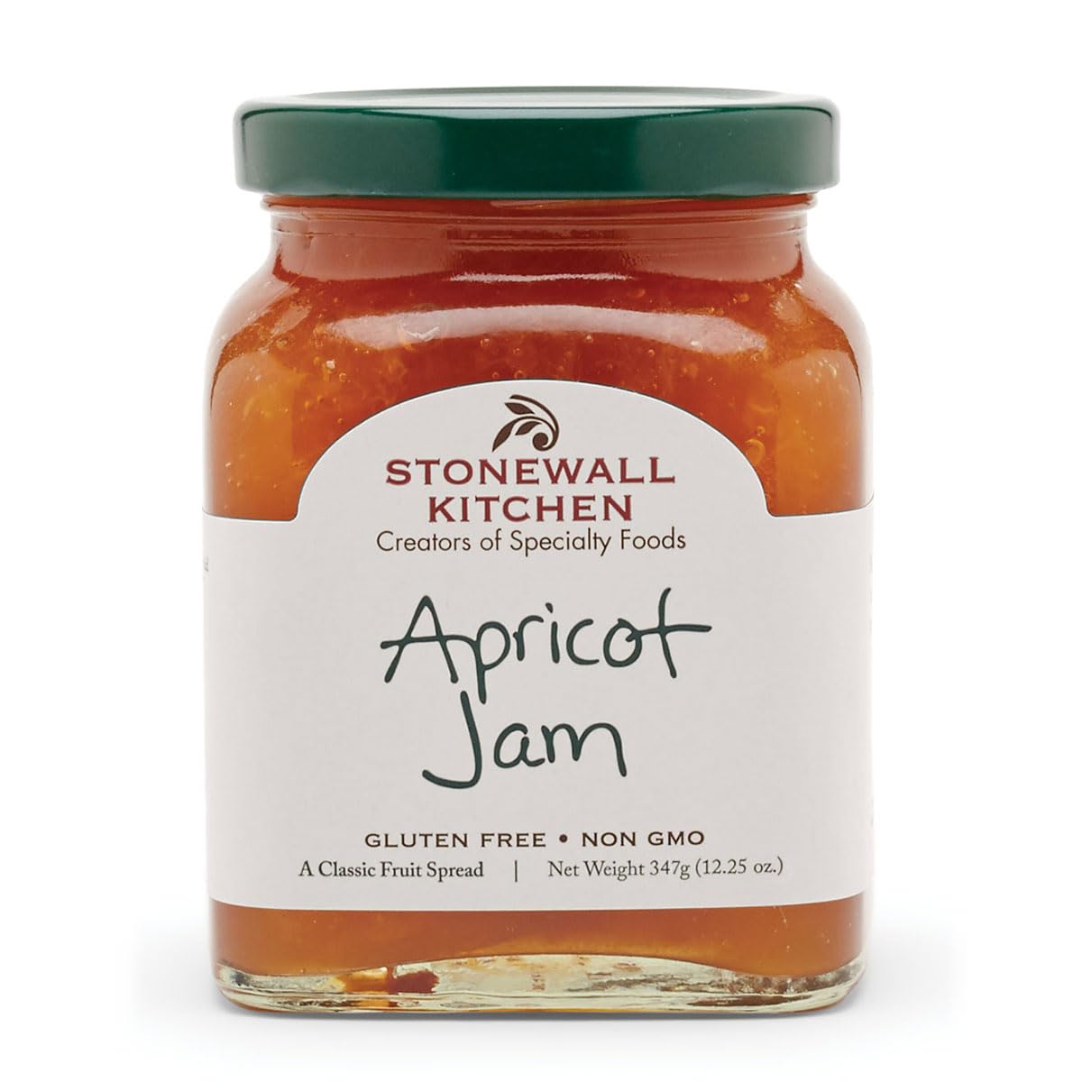 Stonewall Kitchen Apricot Jam jar front showing premium fruit flavor for spreads