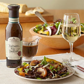 Stonewall Kitchen balsamic fig dressing ingredients panel, highlighting fig and balsamic balance.