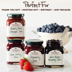 Stonewall Kitchen cheese board with jams for entertaining