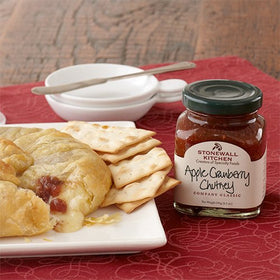 Stonewall Kitchen chutney spoon-dipping for easy serving and tasting.