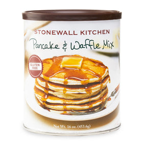 Stonewall Kitchen gluten-free pancake mix packaging highlighting brand quality