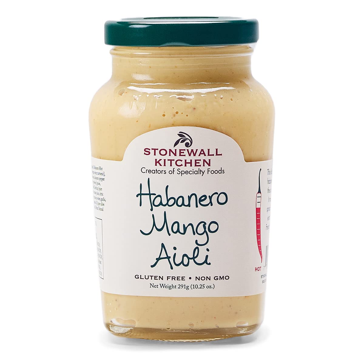 Stonewall Kitchen Habanero Mango Aioli bottle front, creamy spread with mango notes
