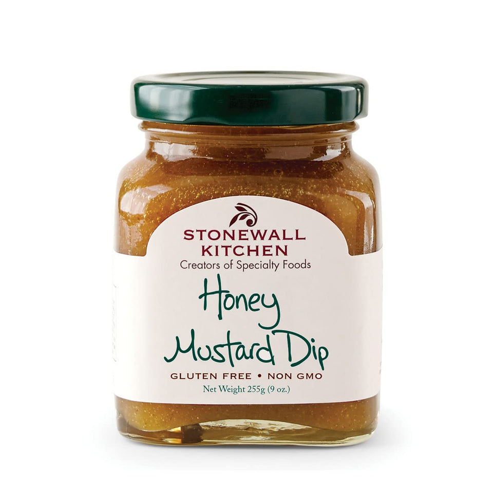 Stonewall Kitchen Honey Mustard Dip bottle ready for dipping and snacking.