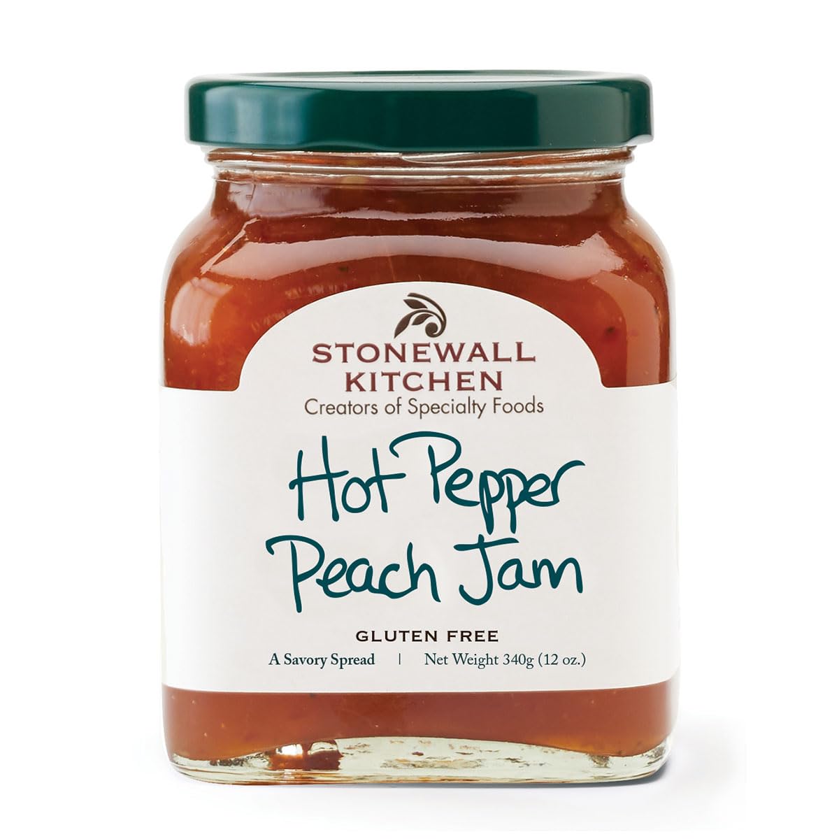 Stonewall Kitchen Hot Pepper Peach Jam jar with cheese pairing.