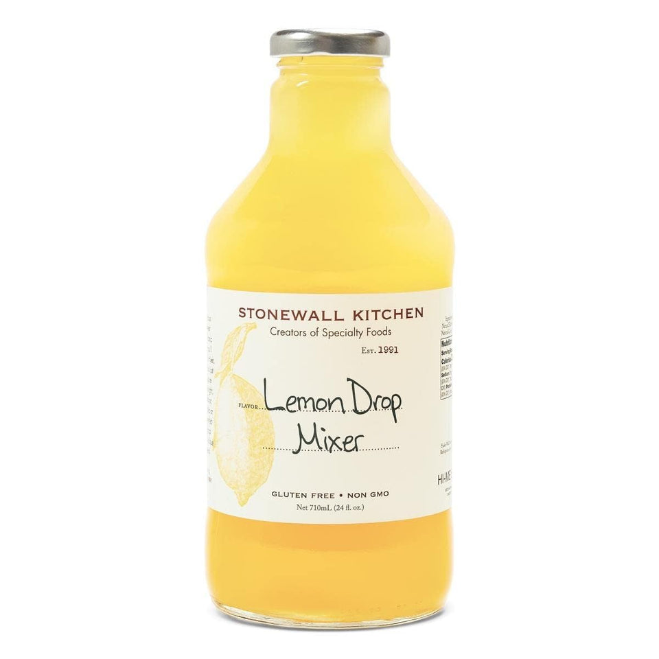 Stonewall Kitchen Lemon Drop Mixer 24oz bottle highlights bright citrus flavor for cocktails