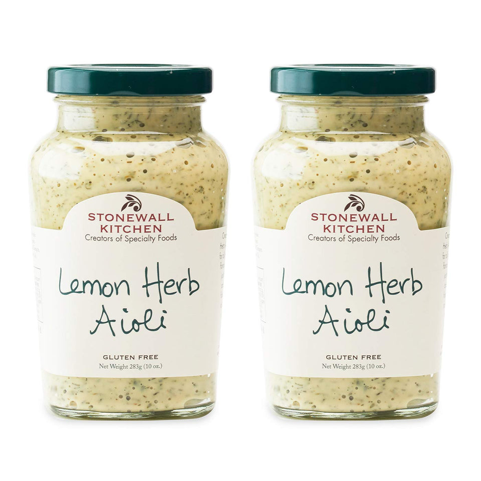 Stonewall Kitchen Lemon Herb Aioli bottle front view for seafood pairing