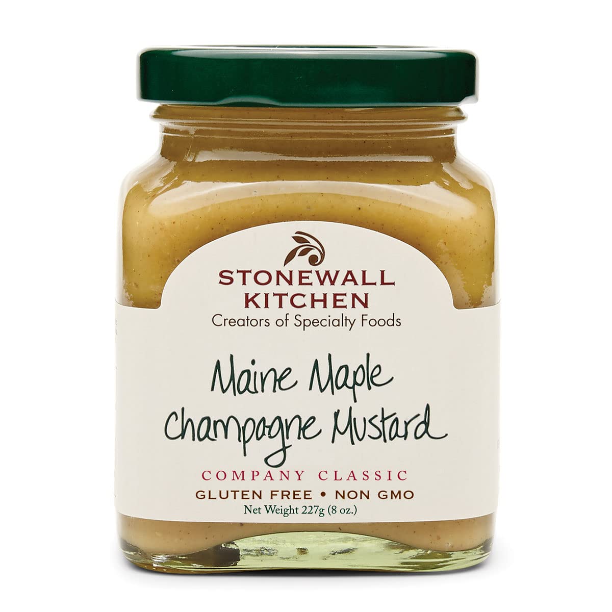 Stonewall Kitchen Maine Maple Champagne Mustard bottle with glossy label for glazing ham