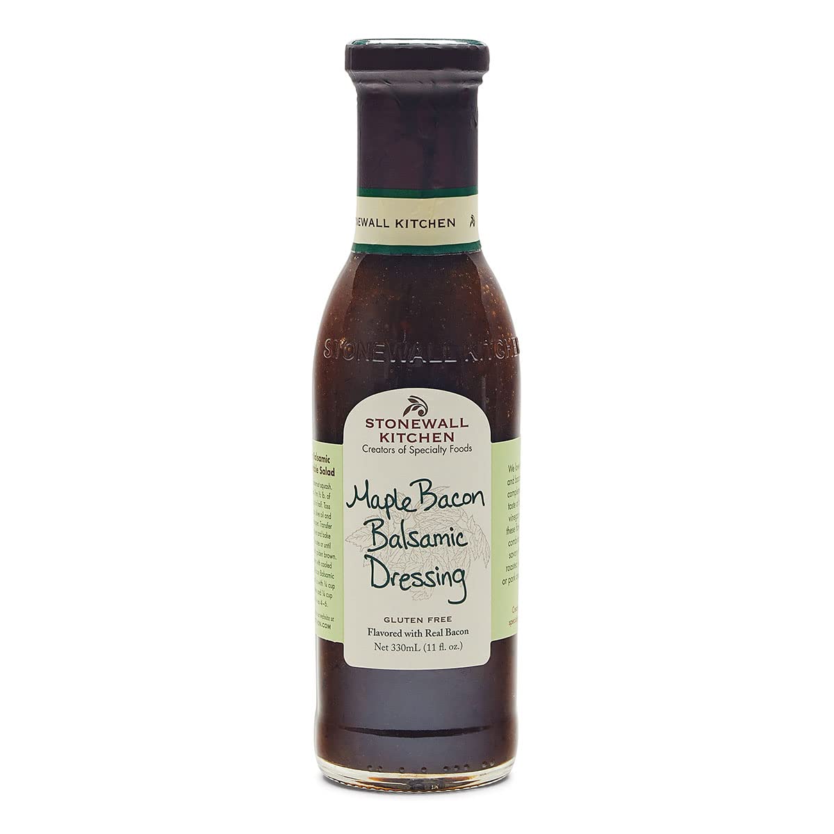Stonewall Kitchen Maple Bacon Balsamic Dressing bottle ready to pour over salads