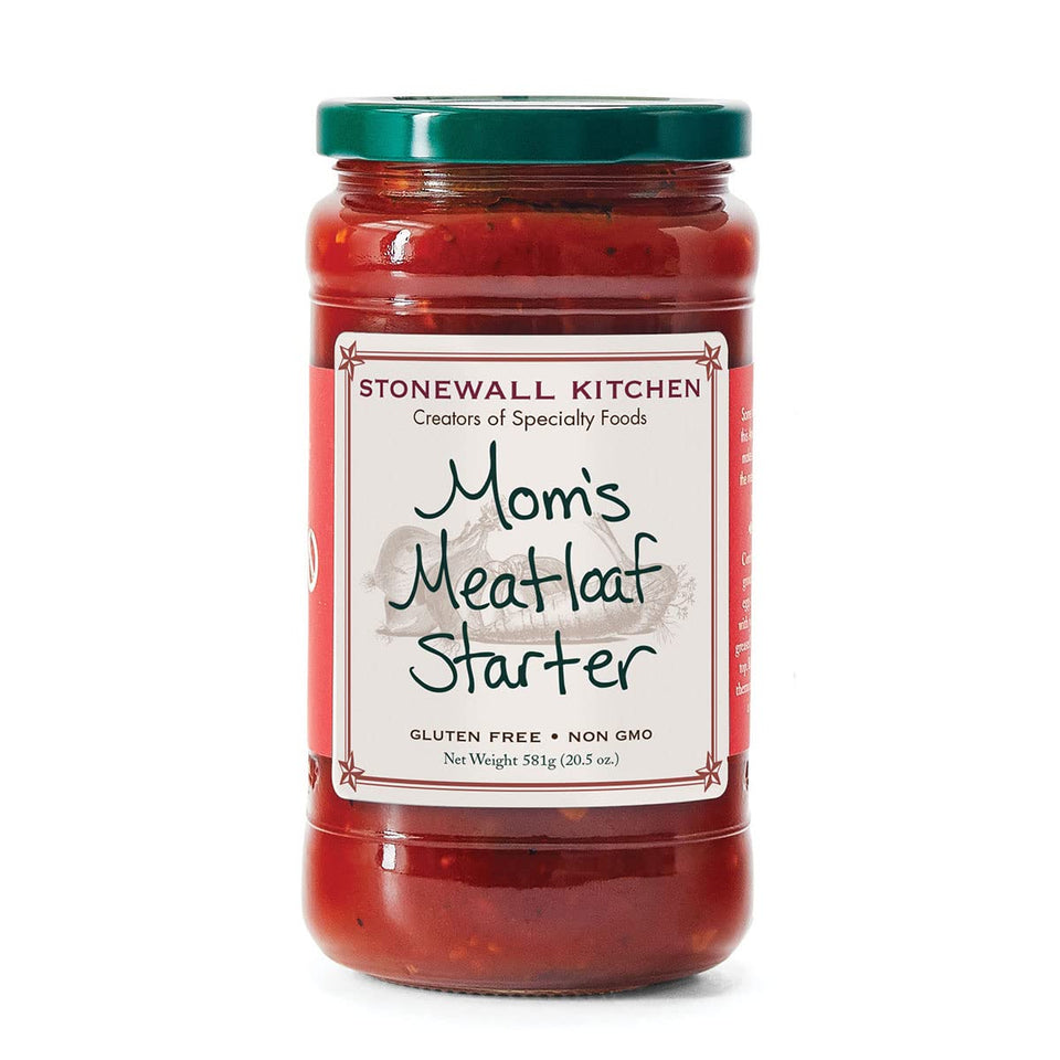 Stonewall Kitchen Moms Meatloaf Starter jar packaging highlights premium ingredients for easy weeknight meals