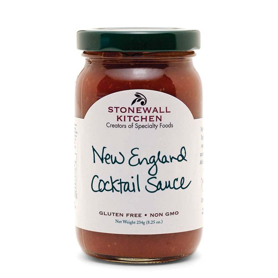 Stonewall Kitchen New England Cocktail Sauce bottle—zesty horseradish for seafood dipping