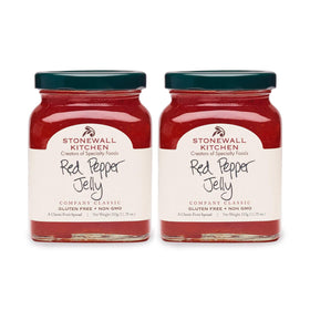 Stonewall Kitchen Red Pepper Jelly 2-pack jar, ideal for snacks and entertaining.